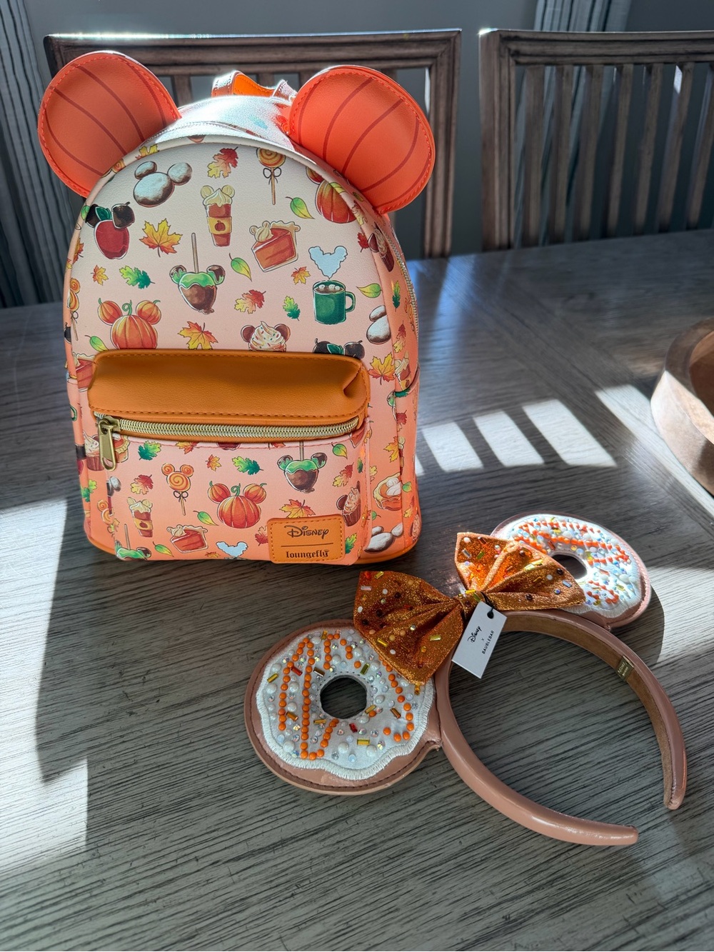 Disney x Loungefly Kids Orange Fall Mini Backpack and Baublebar Donut Ears